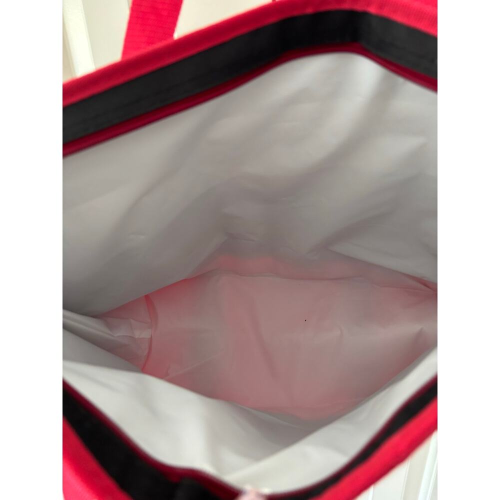 Trader Joe’s Insulated Reusable Grocery Tote Bag Black Red Large Cooler Shopper - Picture 8 of 9
